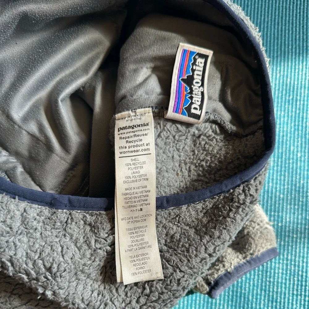 Patagonia Toddler 4T Sherpa Fleece Snap Front Jacket Gray Navy Blue 3 in 1 Liner - Picture 6 of 6